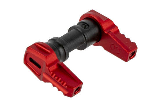 The Fortis Super Lean Sport Fifty AR15 safety selector features a red anodized finish